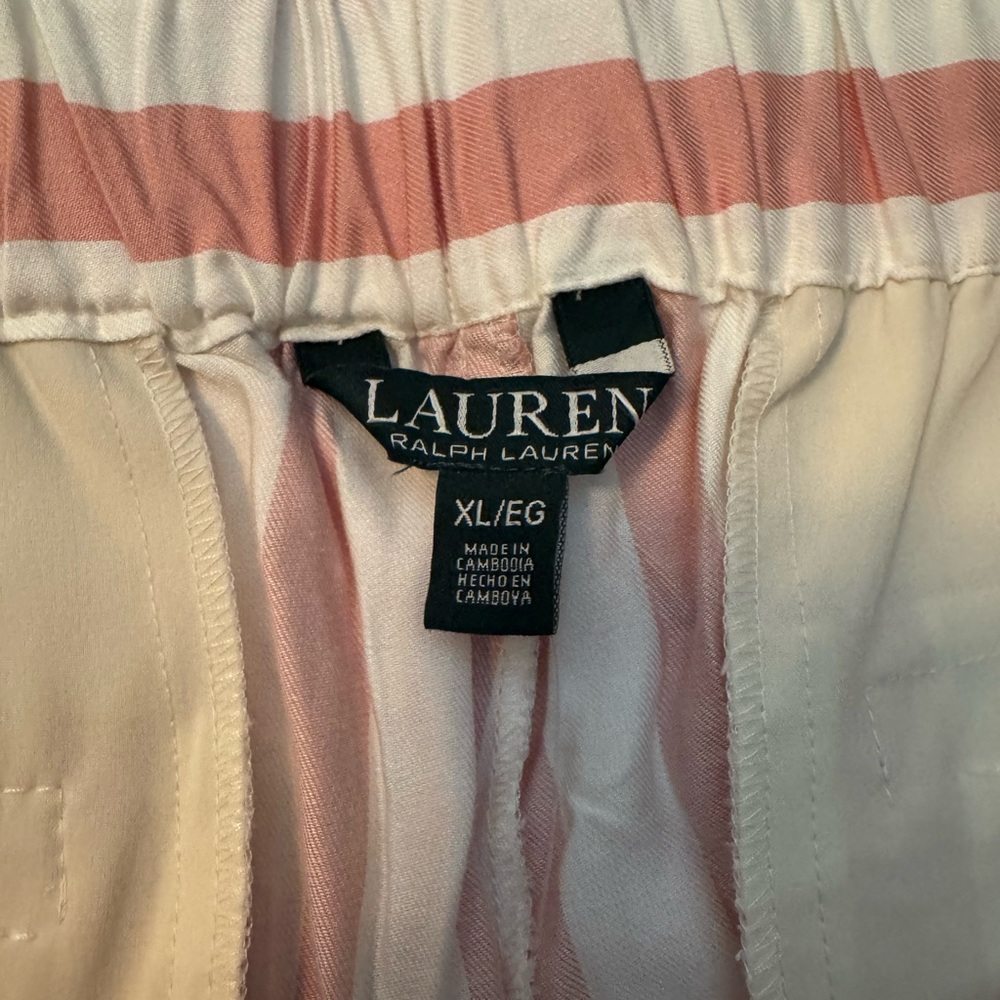 NWT Lauren Ralph Lauren Coral and White Striped Pants - Picture 5 of 7